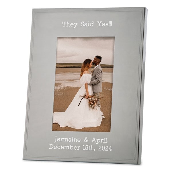Engraved Engagement Tremont Gunmetal 4x6 Picture Frame - 43379