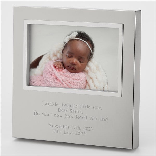 Engraved New Baby Silver Uptown 4x6 Picture Frame Horizontal/Landscape