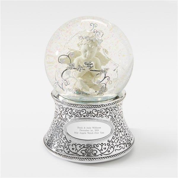 Engraved Wedding Cherub Snow Globe - 43414