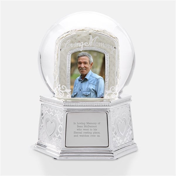 Engraved Religious Memorial Photo Snow Globe - 43438