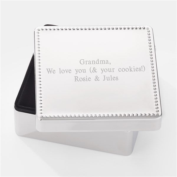 Engraved Beaded Square Keepsake Box for Grandma  - 43445