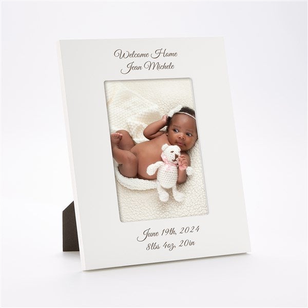 Engraved New Baby Celebration White 5x7 Picture Frame  - 43454