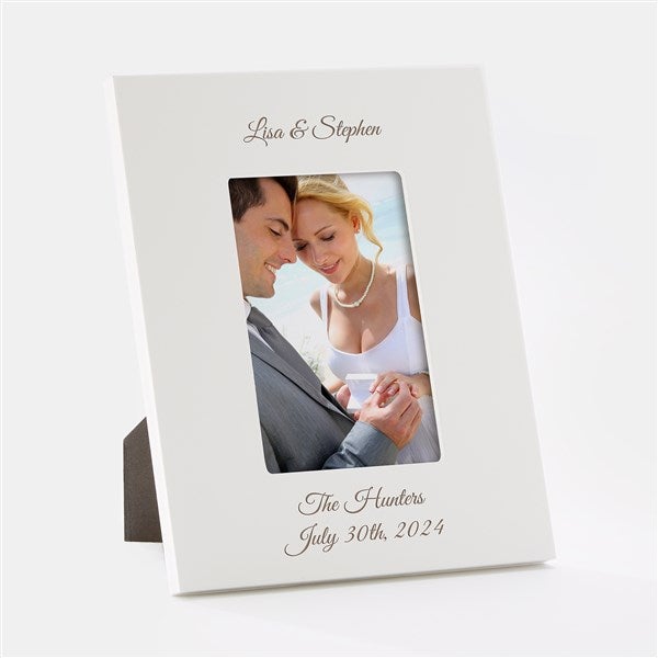 Engraved Couple's White Picture Frame - Vertical 4x6