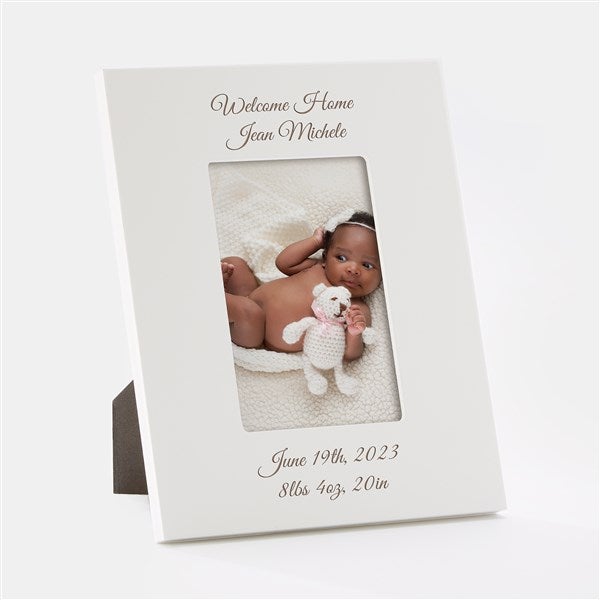 Engraved New Baby White 4x6 Picture Frame - 43472