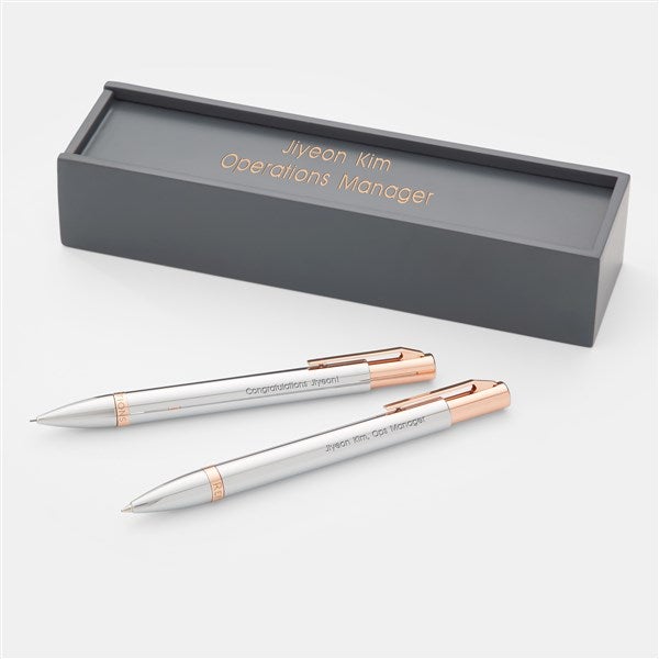 Engraved Coworker Silver/Rose Gold Pen and Pencil Set   - 43477