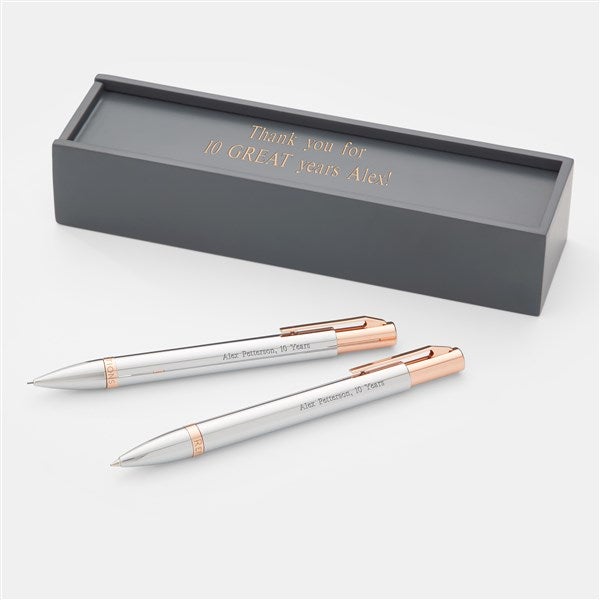 Engraved Recognition Silver/Rose Gold Pen and Pencil Set     - 43478