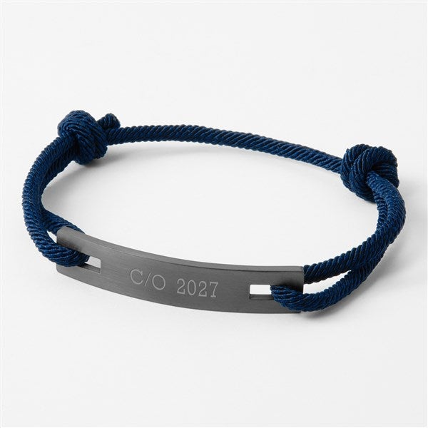 Engraved Graduation Navy and Stainless ID Cord Bracelet  - 43496