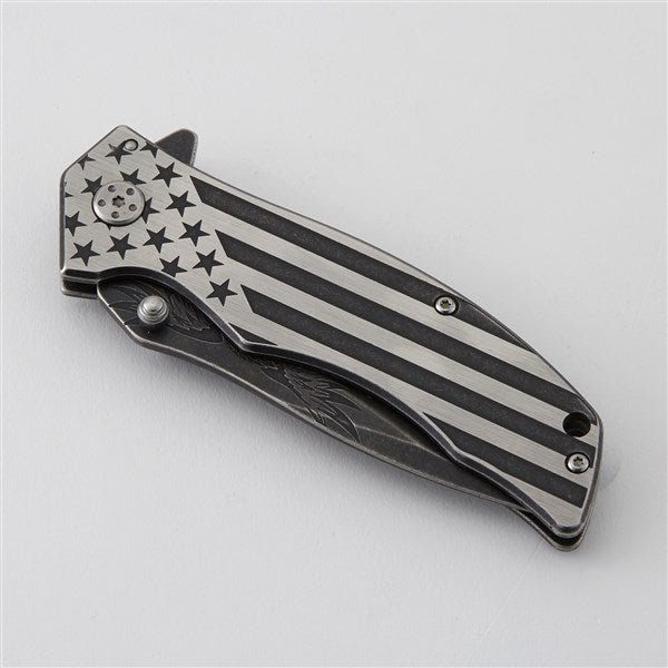 Engraved American Flag Pocket Knife