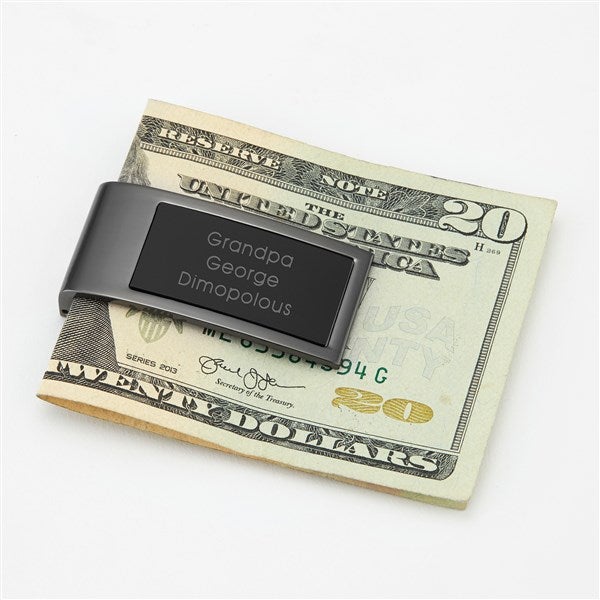 Engraved Grandpa&#39;s Gunmetal and Black Money Clip - 43526