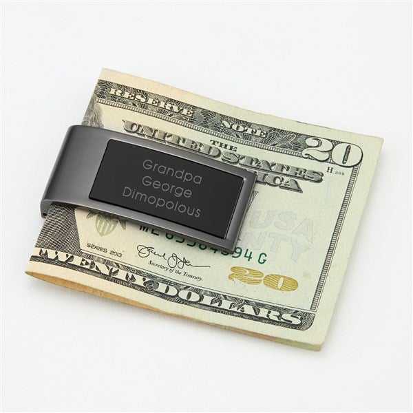 Engraved Grandpa's Gunmetal and Black Money Clip  - 43526