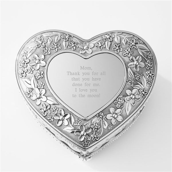 Engraved Floral Heart Music Box for Mom