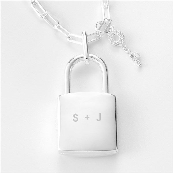 Padlock and Key Necklace - Sterling Silver