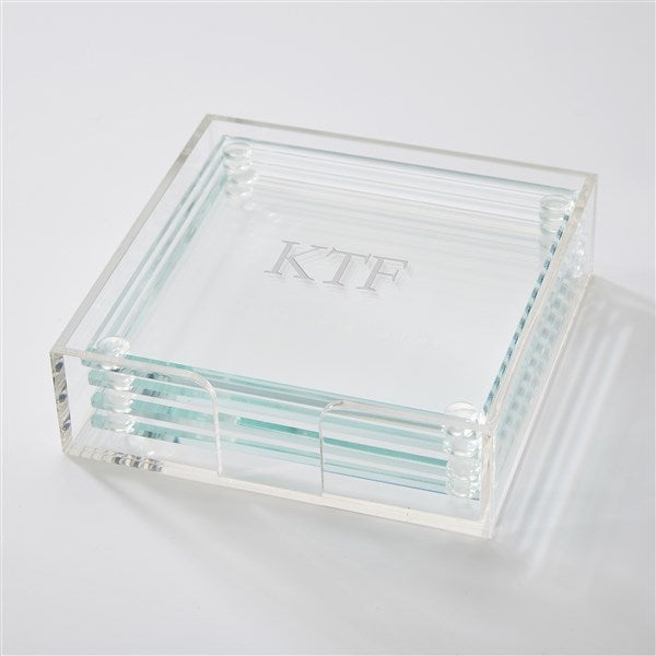 Engraved Monogram Glass Coaster Set   - 43651