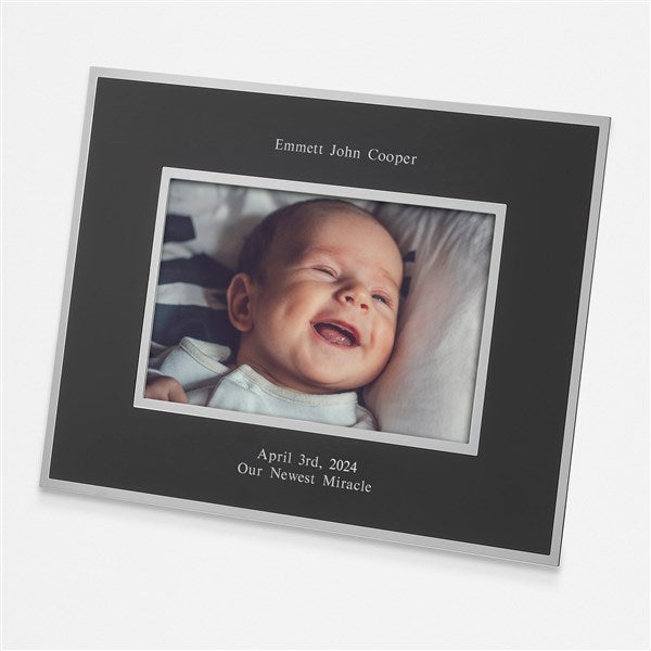 New Baby Engraved Flat Iron Black 4x6 Picture Frame - 43798