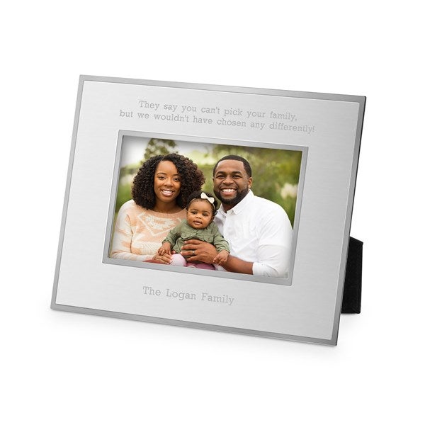 Personalized Flat Iron Silver Family Picture Frame - Horizontal 4x6