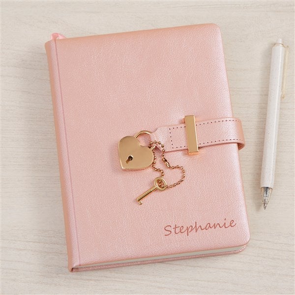 Pink Heart Lock & Key Personalized Writing Journal - 43864