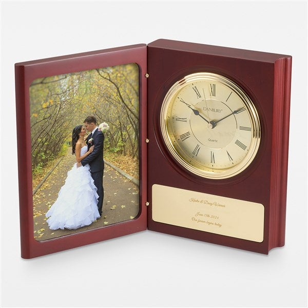 Engraved Wedding Large Book Frame Clock - 43989