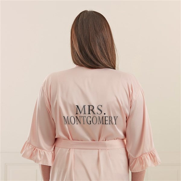 Metallic Foil Bride Personalized Ruffle Satin Robe  - 44069