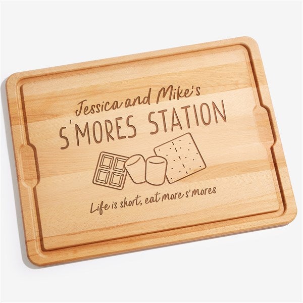 S'mores Station Personalized Hardwood Charcuterie Board - 44077