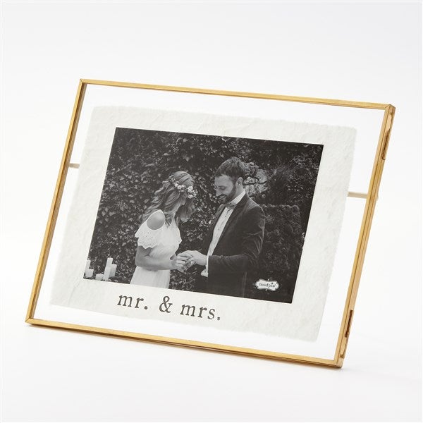 Printed Mr. & Mrs. Wedding Picture Frame - Antique Brass 4x6 - 44166