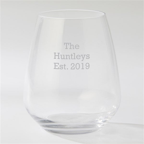 Engraved Luigi Bormioli Housewarming Atelier Stemless Wine Glass - 44249