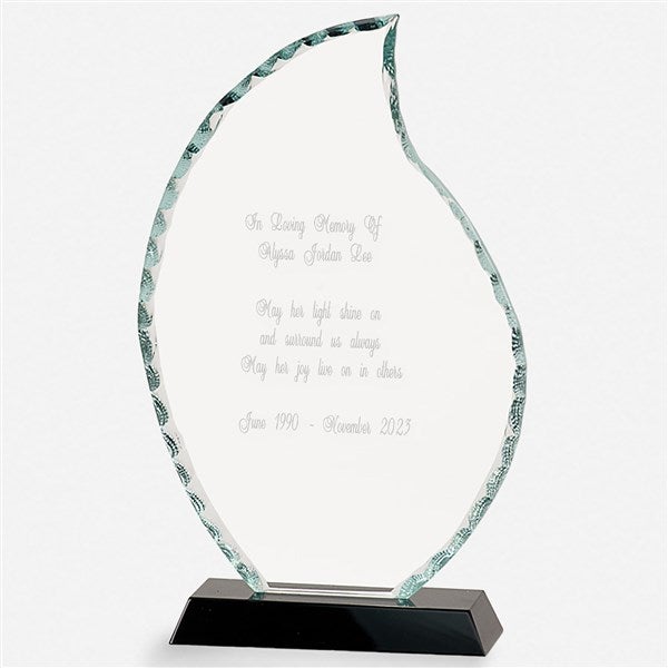 Engraved Memorial Glass Flame and Base Keepsake    - 44412
