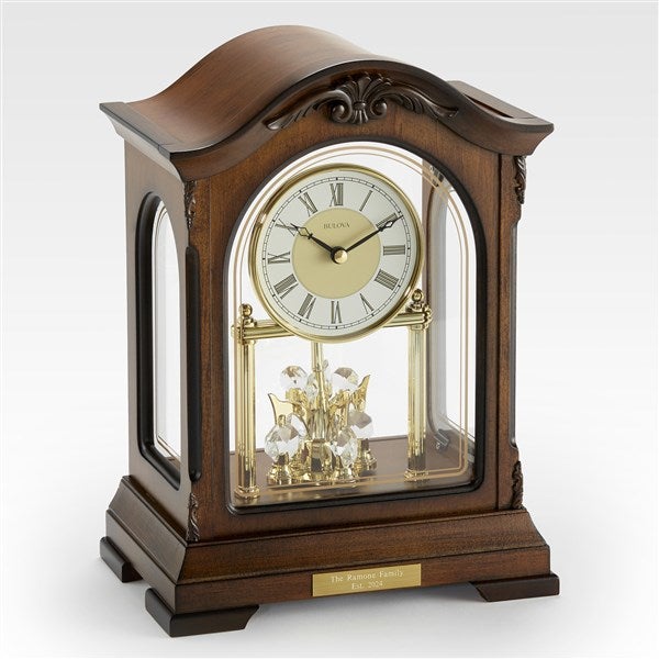 Engraved Bulova Durant Crystal Pendulum Milestone Clock   - 44584