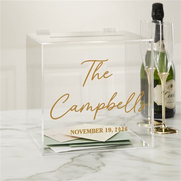 Elegant Last Name Personalized Acrylic Card Box
