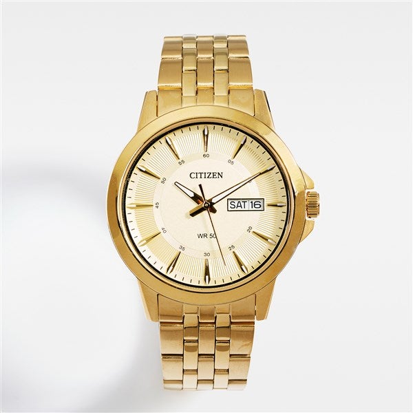 Citizen Engraved Milestone Quartz Watch - Gold & Steel - 44995
