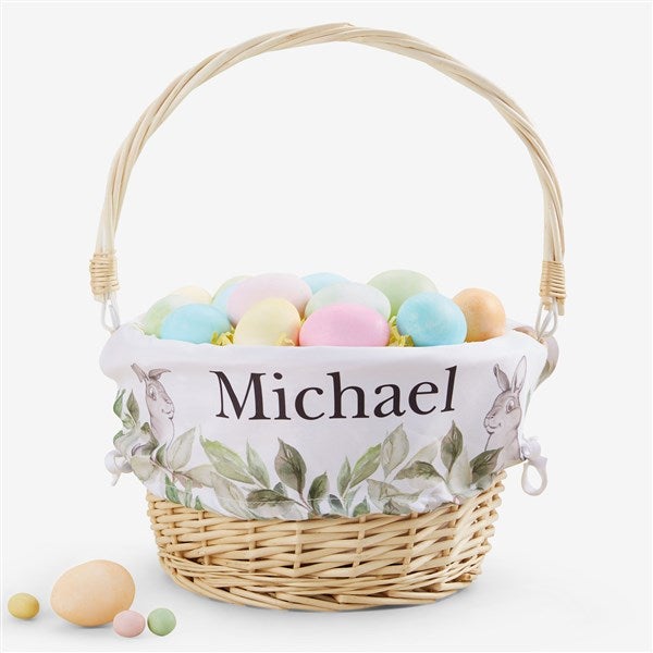 Floral Bunny Personalized Easter Basket  - 45537
