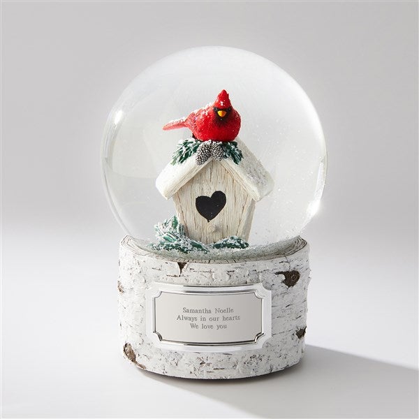 Engraved Memorial Cardinal on House Snow Globe     - 45542