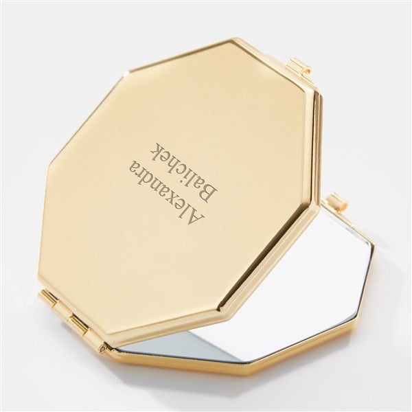 Engraved Octagon Compact Mirror - Gold - 45913