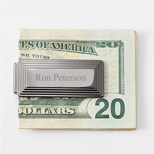 Engraved Gunmetal Stepped Edge Money Clip  - 45917