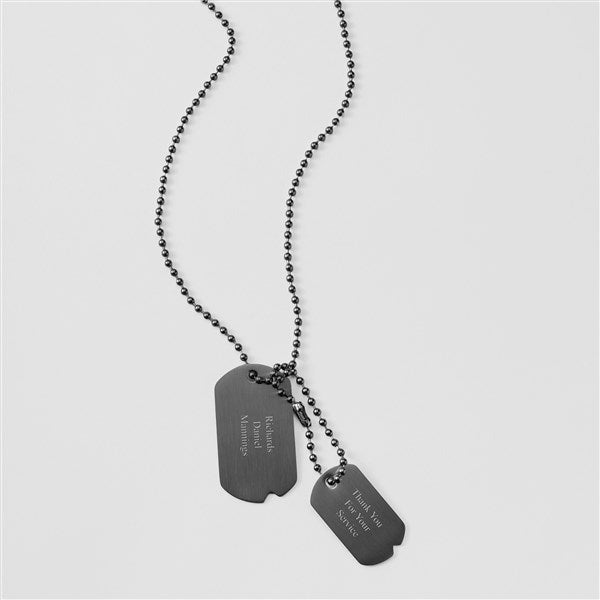 Brushed Gunmetal Engraved Double Dog Tag Necklace