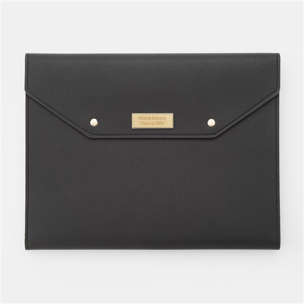 Engraved Black Vegan Leather Envelope Padfolio - 45932