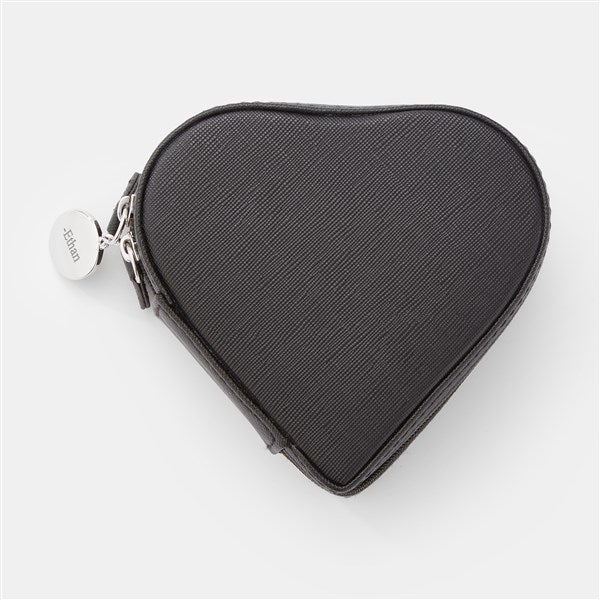 Engraved Heart Jewelry Box and Travel Case in Black - 45937