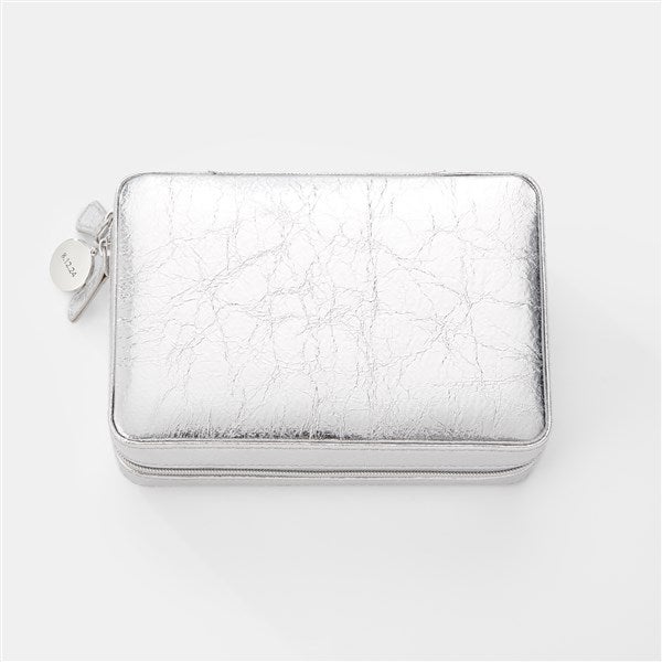 Engraved Rectangle Jewelry Box and Travel Case in Silver      - 45939