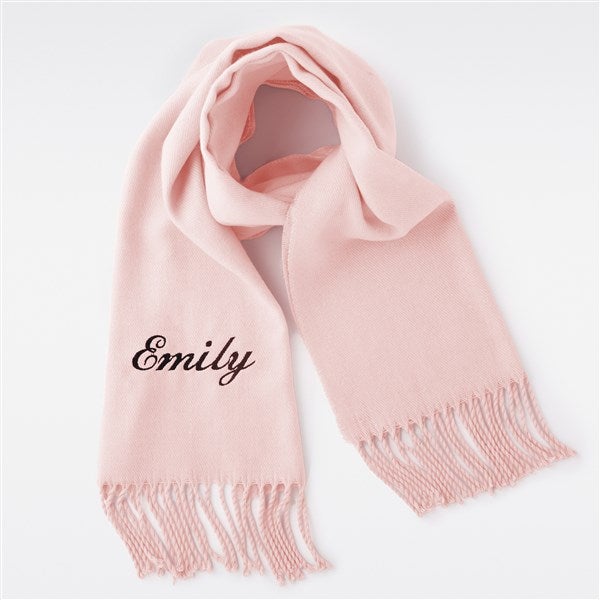 Embroidered Soft Fringe Scarf in Solid Blush - 45977