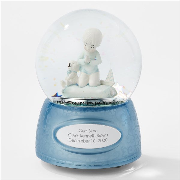 Engraved Praying Baby Boy Snow Globe - 46083