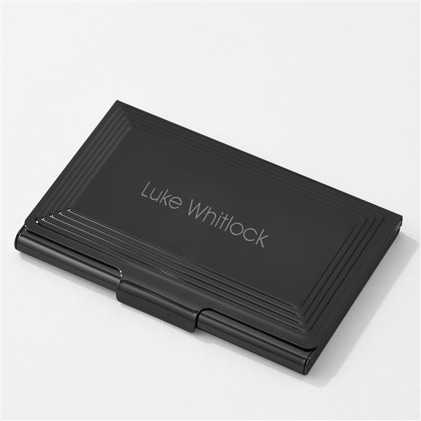 Engraved Gunmetal Step Design Card Case - 46084