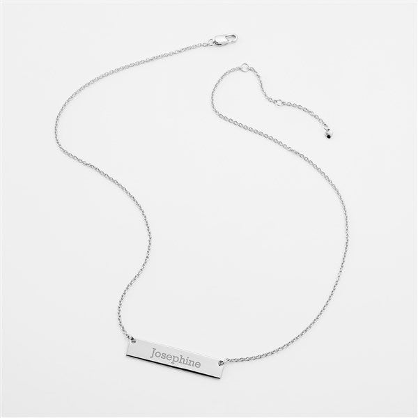 Engraved Silver Bar Necklace - 46112