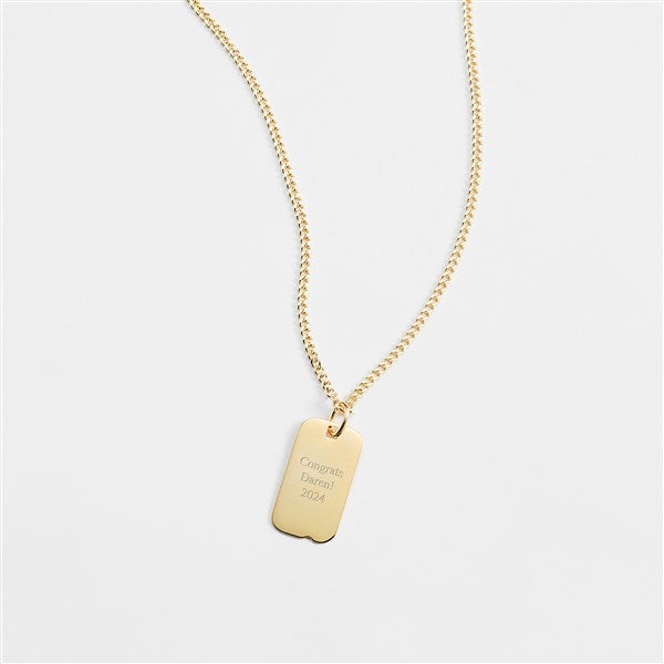 Engraved Gold Dog Tag Necklace - 46118
