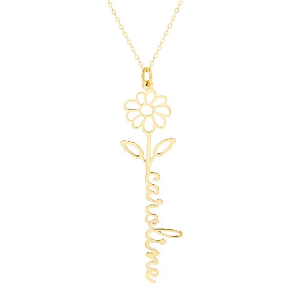 April Daisy Birth Flower Name Necklace - 46148D