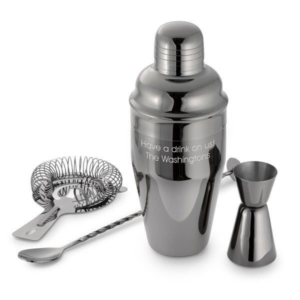 Entertaining Engraved Gunmetal Shaker Set - 46167