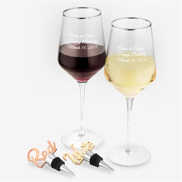 Entertaining Engraved Wine Glass and Stopper Gift Set - 46169