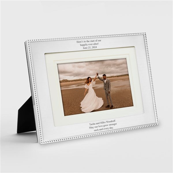 Engraved Wedding Silver Beaded Double Picture Frame - 46191