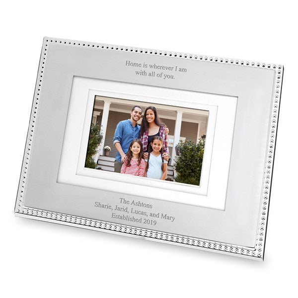  Engraved Silver Beaded 5x7 Picture Horizontal Frame - 46194