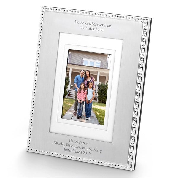  Engraved Silver Beaded 5x7 Picture Horizontal Frame - 46194