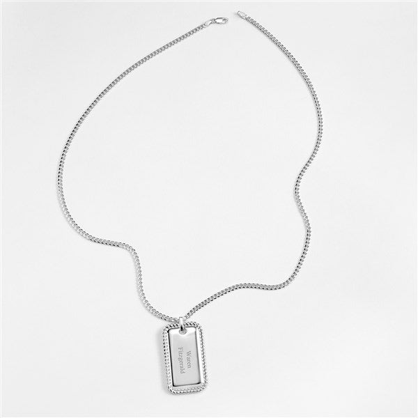 Engraved Silver Dog Tag for Him-Horizontal Text - 46202