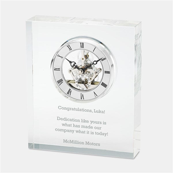 Engraved Message Crystal Skeleton Desk Clock - 46231